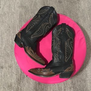 vintage black brown LAREDO leather cowboy boots - sz 9